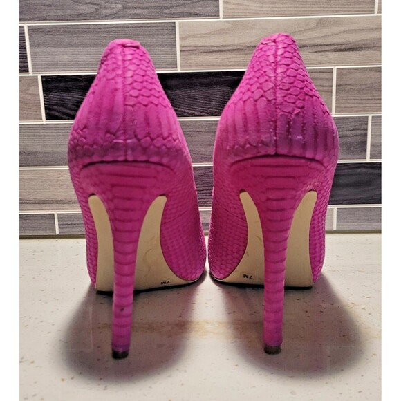 INC Size 7M Lilly Pink Snakeskin Stamped Leather Upper Stiletto Heels Pumps - Picture 5 of 10